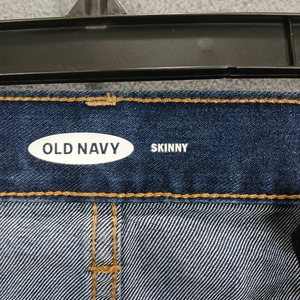 Old Navy‎ Skinny Jeans Girls 8 Blue Denim Cotton Whiskers Detail Mid Rise Casual